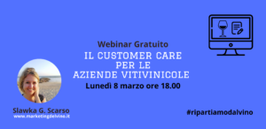 copertina del webinar il customer care per le aziende vitivinicole